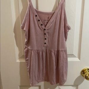 Blush pink tank top with button detail